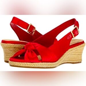Bella Vita Red 👡Wedge Sandals with Crisscross Straps